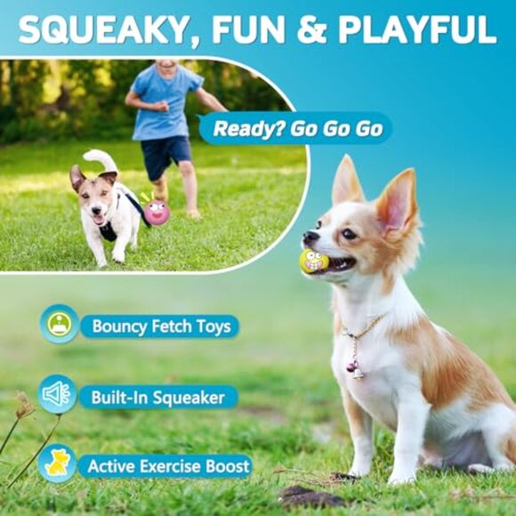 Soft Latex Squeaky Dog Balls 8-Pack for Puppies Small Breed Play - Picture 6 of 7